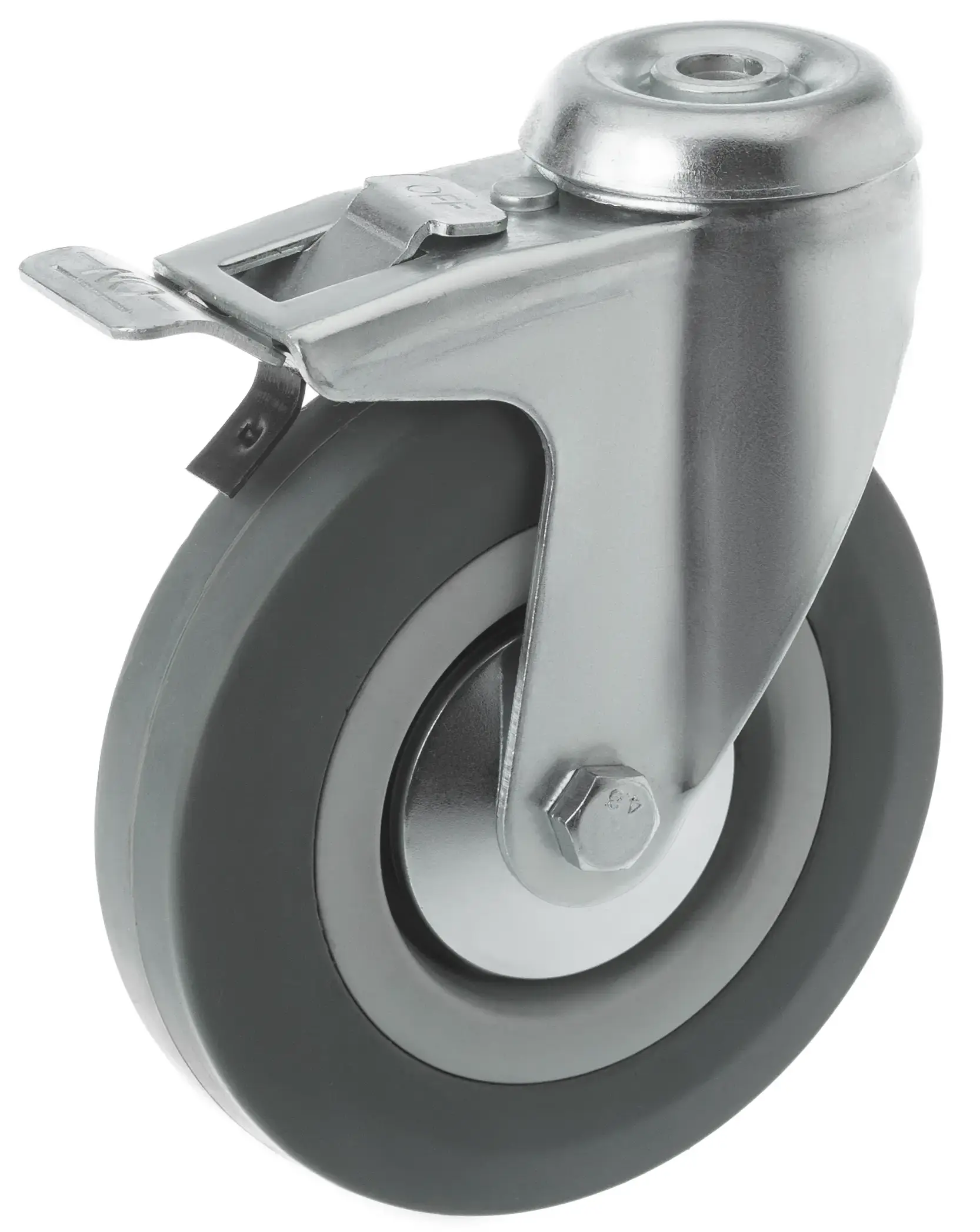 Аппаратное колесо 125 мм (под болт, поворотное, тормоз, подшипник скольжения) - SChgb 55