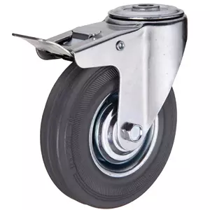 SChb 631 - Промышленное колесо 160 мм (под болт 12 мм, поворотн., тормоз, черн. рез., роликоподш.)