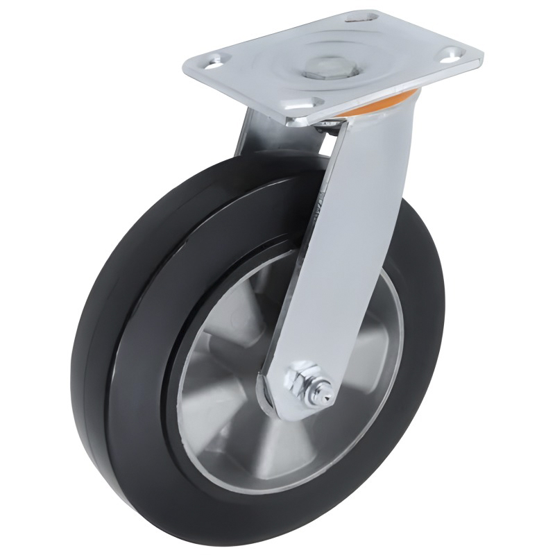 SCDL 80 - Большегрузное колесо с алюминиевым ободом 200 мм (поворот., площадка, черная резина, шарикоподш.)